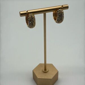 Joan Rivers Gold Plated Crystal Hoop Pierced Earrings Ivory Enamel